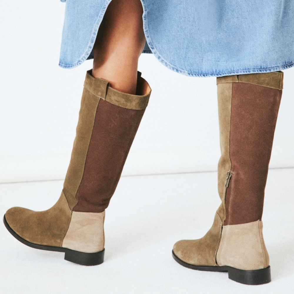 Naguisa Hydra Boots Green Patchwork Suede